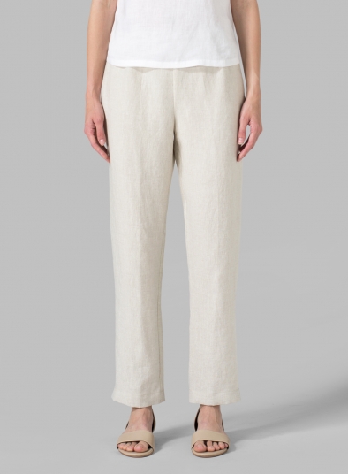 Linen Narrow Ankle Length Cropped Pants