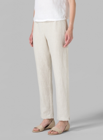 Linen Narrow Ankle Length Cropped Pants