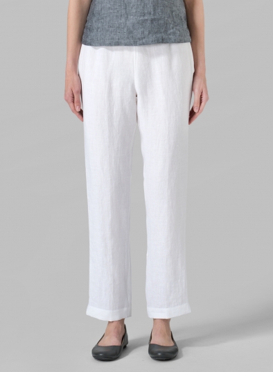 Linen Narrow Ankle Length Cropped Pants