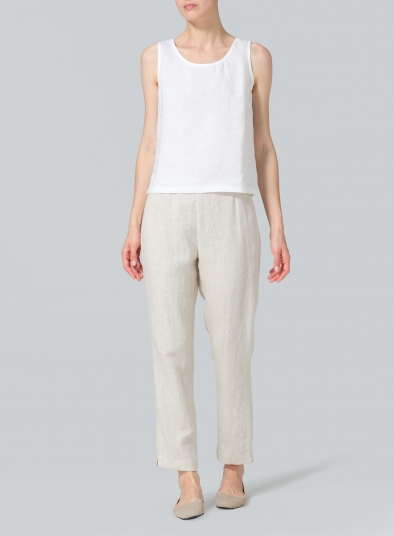 Linen Narrow Ankle Length Cropped Pants