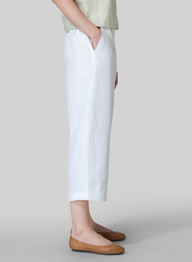 Linen Straight Cropped Pants