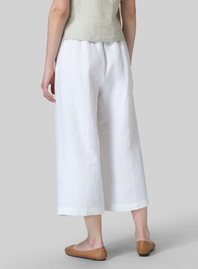 White Linen Button Front Cropped Jacket