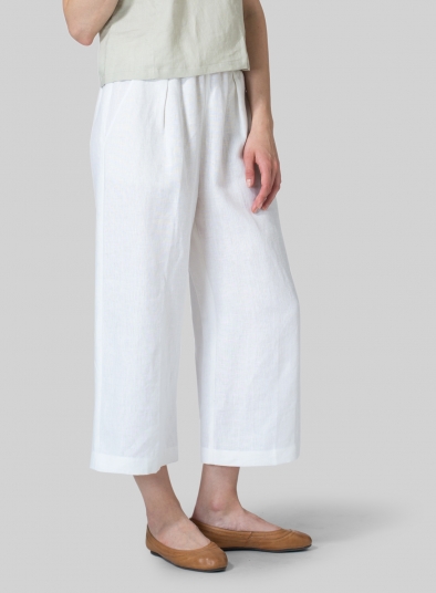 Linen Straight Cropped Pants