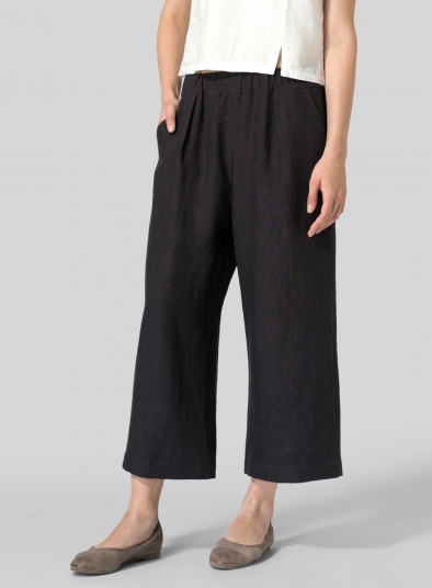 Linen Straight Cropped Pants