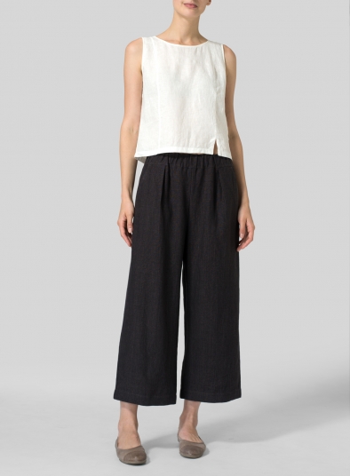 Linen Straight Cropped Pants