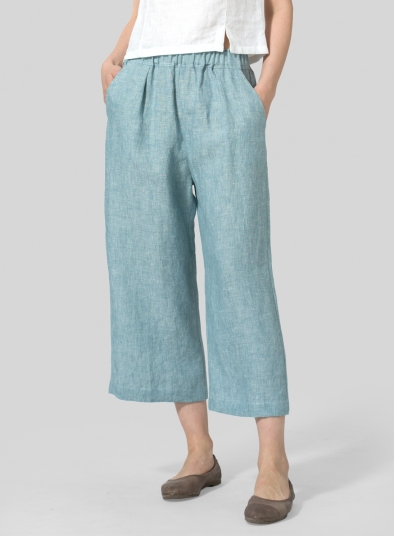 Linen Straight Cropped Pants