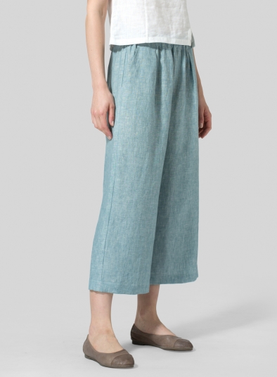 Linen Straight Cropped Pants