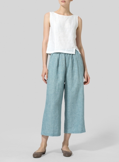 Linen Straight Cropped Pants