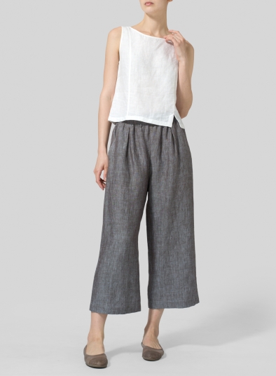 Linen Straight Cropped Pants