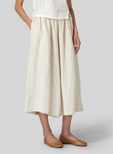 Linen Low Rise Wide Leg Pants