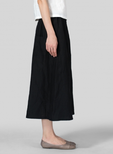 Linen Low Rise Wide Leg Pants