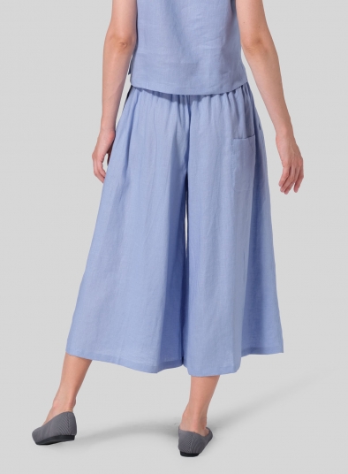 Linen Low Rise Wide Leg Pants