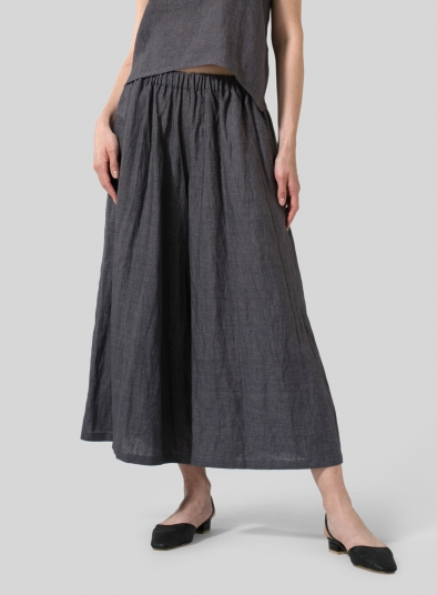 Linen Low Rise Wide Leg Long Pants