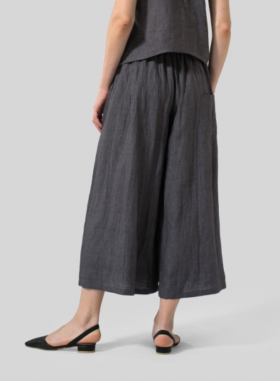 Linen Low Rise Wide Leg Long Pants