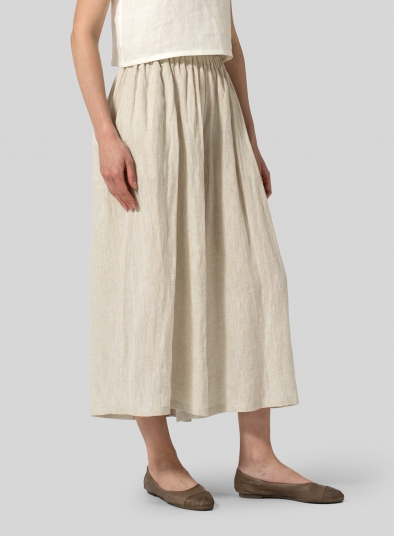 Linen Low Rise Wide Leg Long Pants