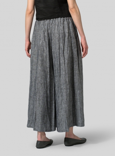 Linen Low Rise Wide Leg Long Pants