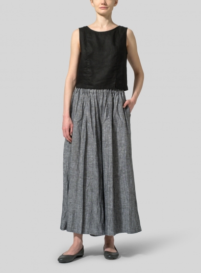 Linen Low Rise Wide Leg Long Pants