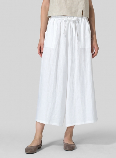 Linen Full Elastic Wide Leg Pants