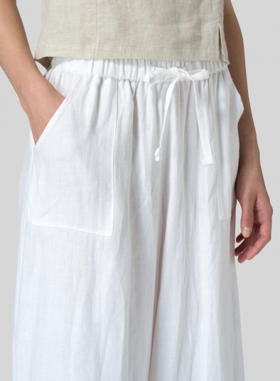 Linen Full Elastic Wide Leg Pants