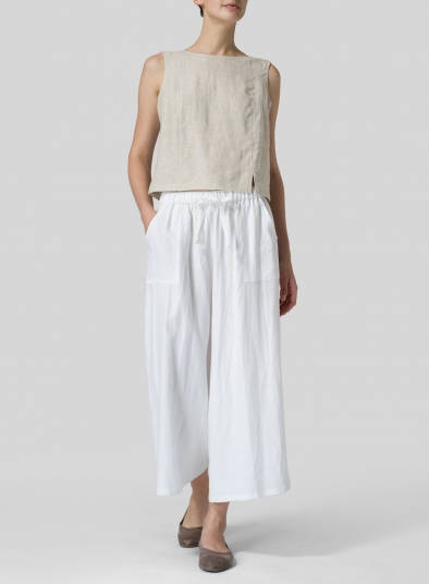 Linen Full Elastic Wide Leg Pants