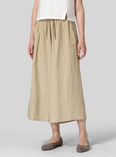 Linen Full Elastic Wide Leg Pants