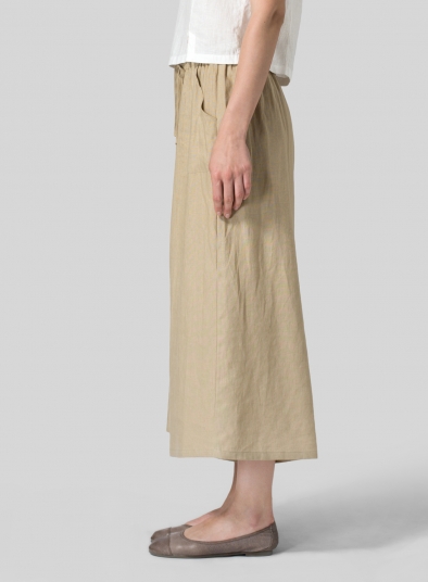 Linen Full Elastic Wide Leg Pants