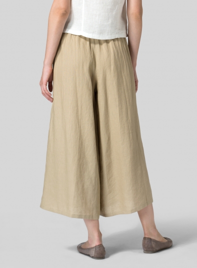 Linen Full Elastic Wide Leg Pants