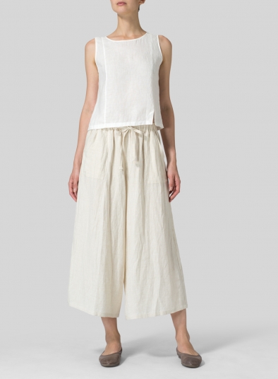 Linen Full Elastic Wide Leg Pants