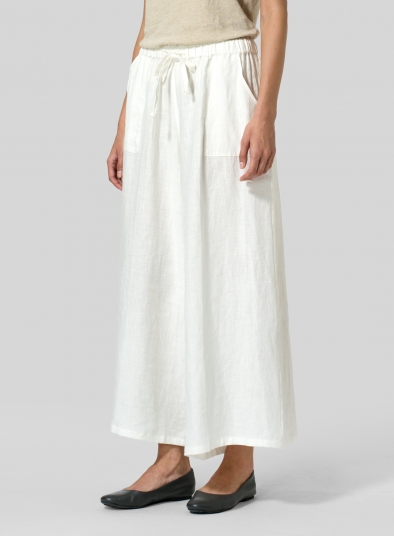 Linen Full Elastic Wide Leg Culottes