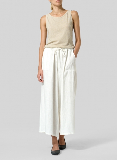 Linen Full Elastic Wide Leg Culottes