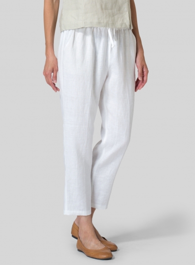 Linen Low Rise Narrow-Leg Cropped Pants