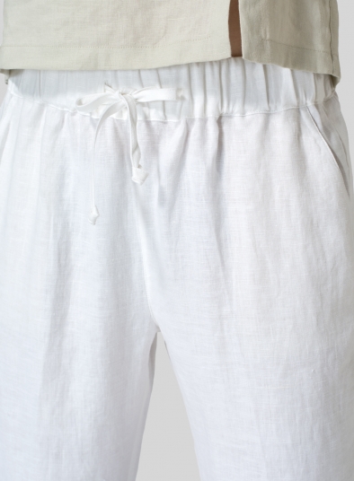 Linen Low Rise Narrow-Leg Cropped Pants