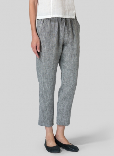 Linen Low Rise Narrow-Leg Cropped Pants