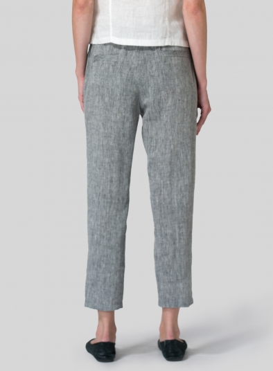 Linen Low Rise Narrow-Leg Cropped Pants