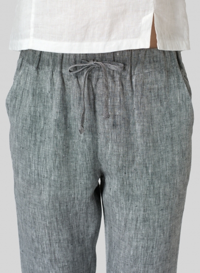 Linen Low Rise Narrow-Leg Cropped Pants