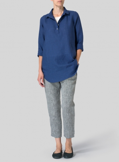 Linen Low Rise Narrow-Leg Cropped Pants