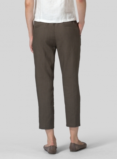 Linen Low Rise Narrow-Leg Cropped Pants