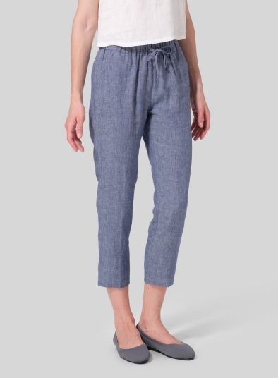 Linen Low Rise Narrow-Leg Cropped Pants