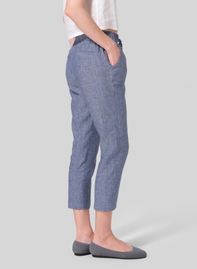 Linen Low Rise Narrow-Leg Cropped Pants