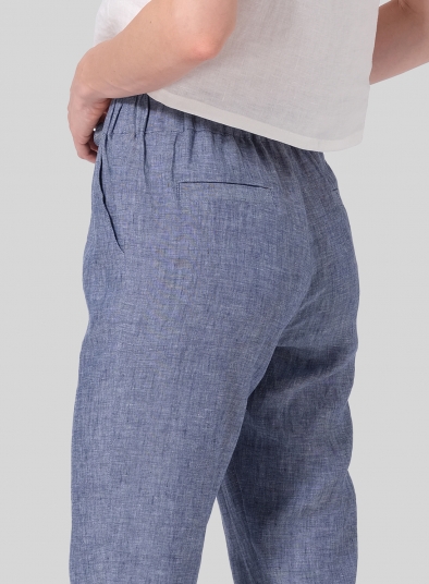 Linen Low Rise Narrow-Leg Cropped Pants