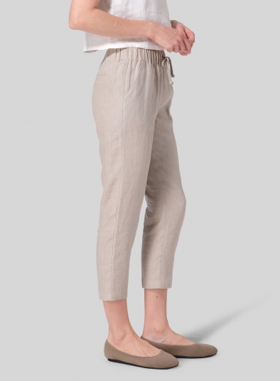 Linen Low Rise Narrow-Leg Cropped Pants