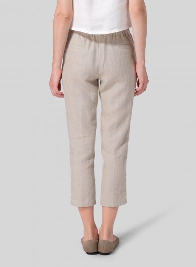Linen Low Rise Narrow-Leg Cropped Pants