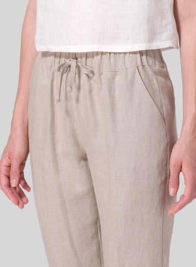 Linen Low Rise Narrow-Leg Cropped Pants
