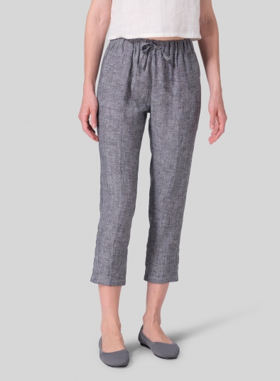 Linen Low Rise Narrow-Leg Cropped Pants