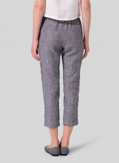 Linen Low Rise Narrow-Leg Cropped Pants