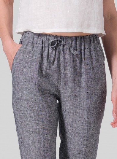 Linen Low Rise Narrow-Leg Cropped Pants