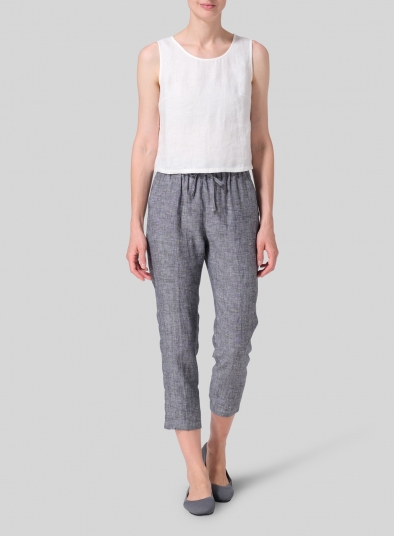 Linen Low Rise Narrow-Leg Cropped Pants