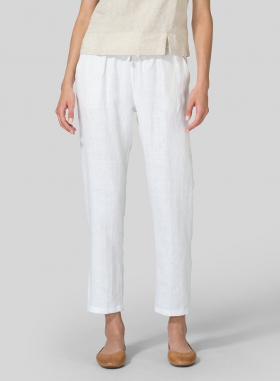 Linen Low Rise Slim Ankle Length Pants