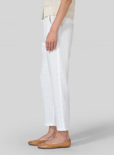 Linen Low Rise Slim Ankle Length Pants