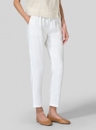 Linen Low Rise Slim Ankle Length Pants